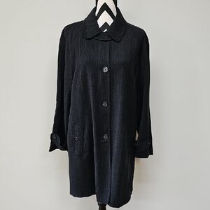 Lauren Ralph Lauren Classic Pin Striped Wool Button Up Trench Coat Charcoal 10